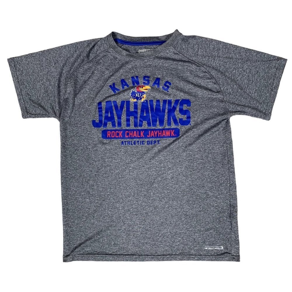 Majestic Section 101 Kansas Jayhawks Rock Chalk Athletic T-Shirt Sz Medium